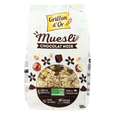 Muesli au Chocolat et Noisettes Toastées Bio Grillon D'Or 500g - La Fourche
