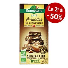 Chocolat au lait amandes & sel de Guérande 100G Bio
