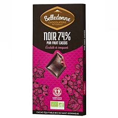 Tablette chocolat noir 74% fourrée cassis 100g Bio