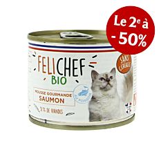 Mousse saumon sans céréales chat 200g Bio