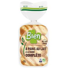 8 pains au lait farine complète 320g Bio