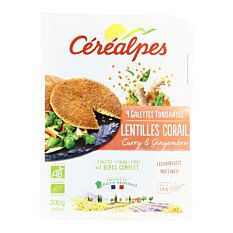 Galettes de Lentilles corail et Curry 200g Bio