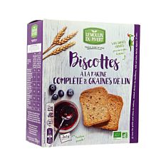 Biscottes farine complète & graines de lin sans sucres 270G Bio