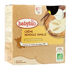 Gourdes crème semoule vanille 6M 4x85G Bio