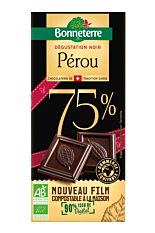 Chocolat noir dégustation 75% Pérou 100G Bio