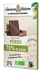 Tablette de chocolat noir 70% Origine Pérou 80g Bio