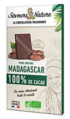 Tablette de cacao 100% Origine Madagascar 80g Bio