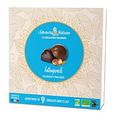 Coffret intemporels 9 escargots praliné noir et lait 110g Bio