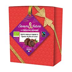 Ballotin truffes cacao chocolat noir et copeaux de fèves 100g Bio