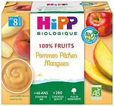 Hipp Pommes Pech Mangue 4X100G Bio