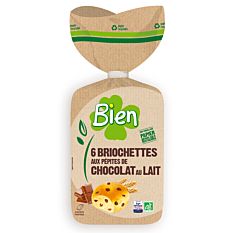Briochettes aux pépites de chocolat au lait X6 Bio 