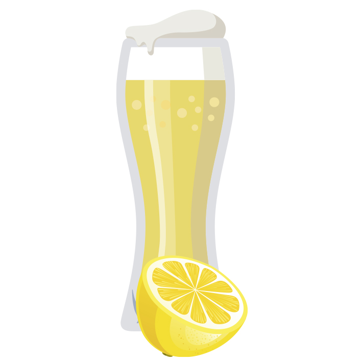 Illustration d'une bière blanche et tranche de citron