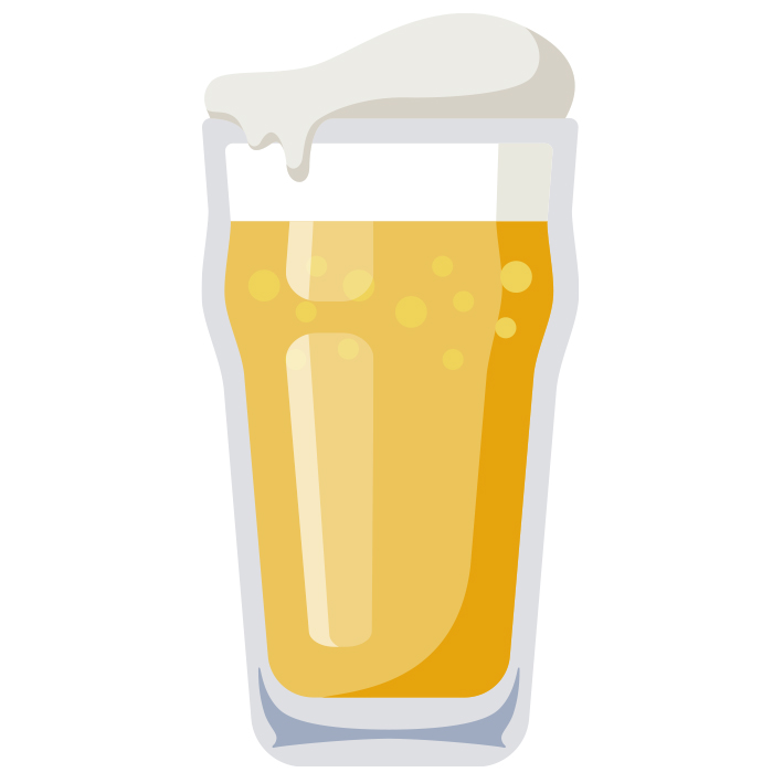 Illustration d'un verre de bière blonde avec mousse