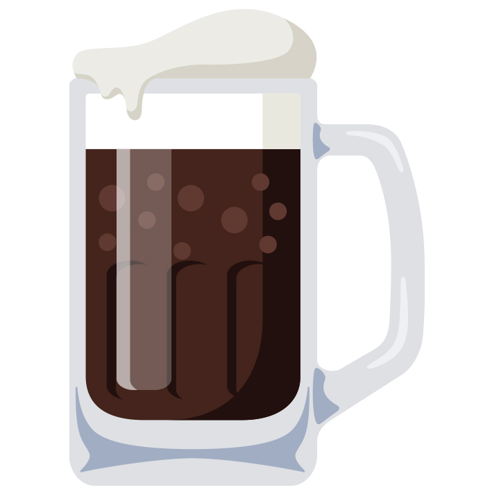 Illustration d'une choppe de bière brune