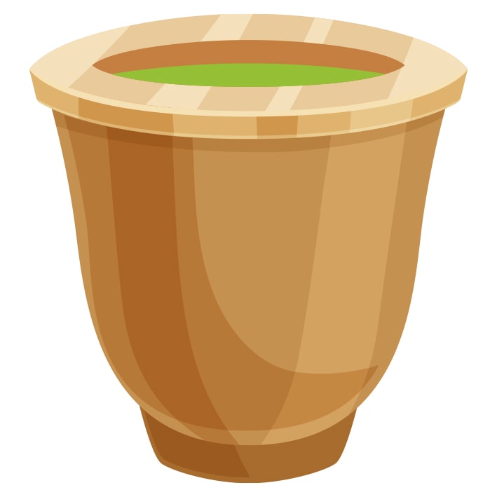 Illustration d'une tasse beige de thé vert sencha